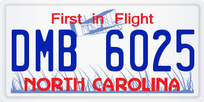 NC license plate DMB6025