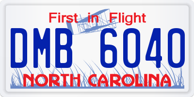 NC license plate DMB6040