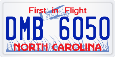 NC license plate DMB6050