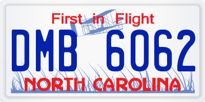 NC license plate DMB6062