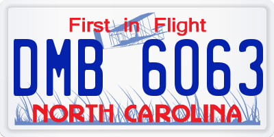 NC license plate DMB6063