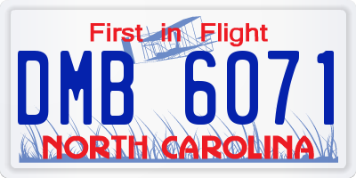 NC license plate DMB6071