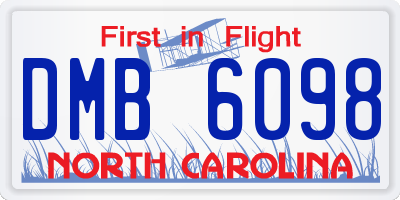 NC license plate DMB6098