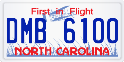 NC license plate DMB6100