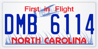 NC license plate DMB6114