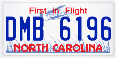 NC license plate DMB6196