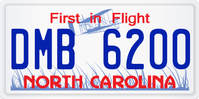 NC license plate DMB6200
