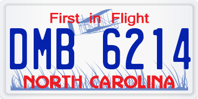 NC license plate DMB6214