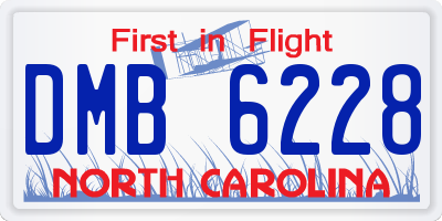 NC license plate DMB6228