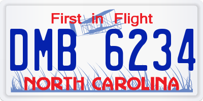NC license plate DMB6234