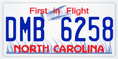 NC license plate DMB6258