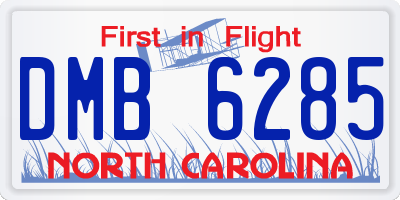 NC license plate DMB6285