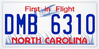 NC license plate DMB6310