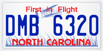 NC license plate DMB6320