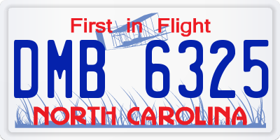 NC license plate DMB6325
