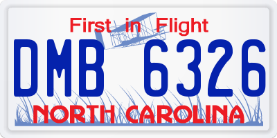 NC license plate DMB6326