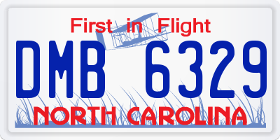 NC license plate DMB6329