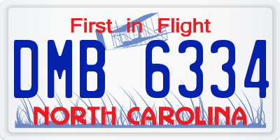 NC license plate DMB6334