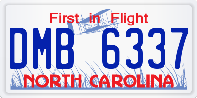 NC license plate DMB6337