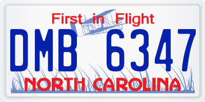 NC license plate DMB6347