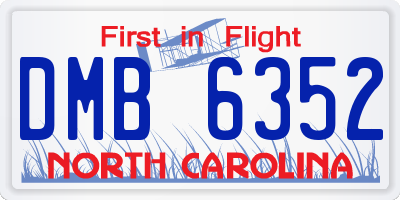 NC license plate DMB6352
