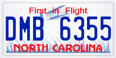 NC license plate DMB6355