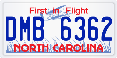 NC license plate DMB6362