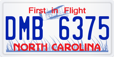 NC license plate DMB6375