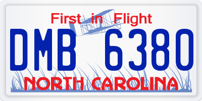 NC license plate DMB6380
