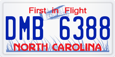 NC license plate DMB6388