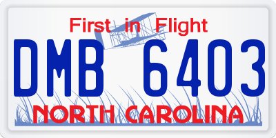 NC license plate DMB6403