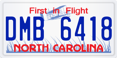 NC license plate DMB6418