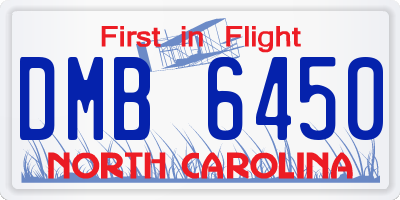 NC license plate DMB6450