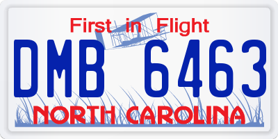 NC license plate DMB6463