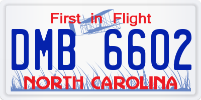 NC license plate DMB6602