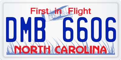 NC license plate DMB6606