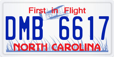 NC license plate DMB6617