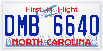 NC license plate DMB6640