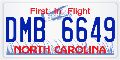 NC license plate DMB6649