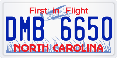 NC license plate DMB6650