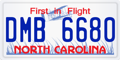 NC license plate DMB6680