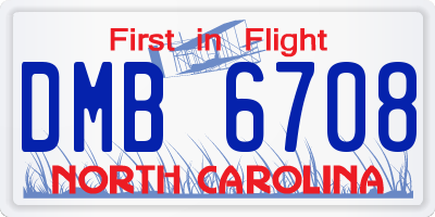 NC license plate DMB6708