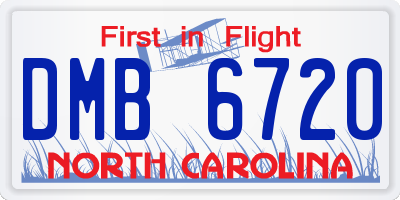 NC license plate DMB6720
