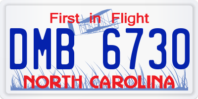 NC license plate DMB6730