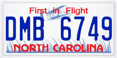NC license plate DMB6749