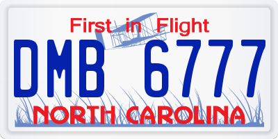 NC license plate DMB6777