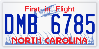 NC license plate DMB6785