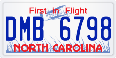 NC license plate DMB6798
