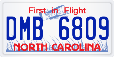 NC license plate DMB6809