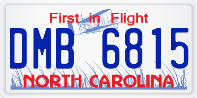 NC license plate DMB6815